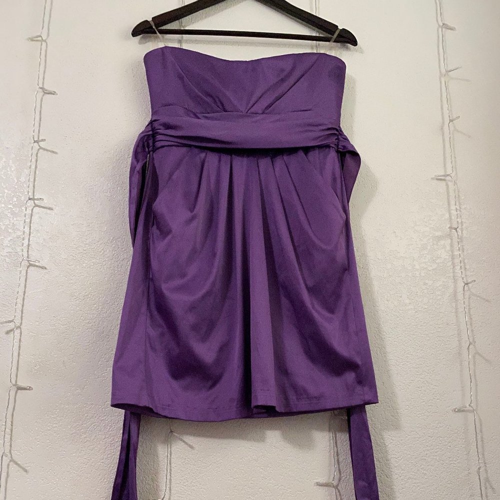 Mystic purple strapless dress w pockets sz L